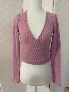 Forever 21 Dusty Pink Ribbed Wrap Top